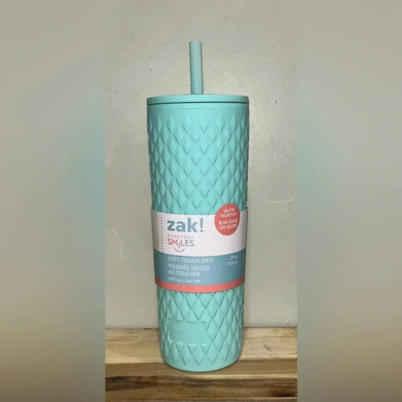 zak! Mint Green Tumbler with Sealing Lid + straw. Soft-Touch Grip. 24oz. NWTS!! - Picture 3 of 12